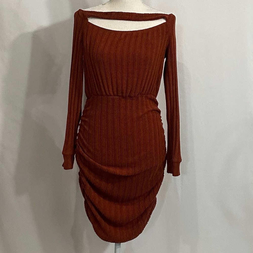 Orange Ribbed Dress - Dresses 2 for $15 or 3 for $20 (Mix & match)
